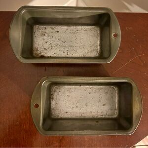 Lot Of 2 Vintage 1950s Small/Mini Metal Loaf Pans 7 1/2” Multipurpose Bakeware